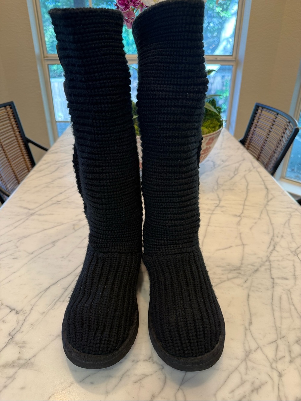 Black Knit Tall Slipper Boots - Ugg